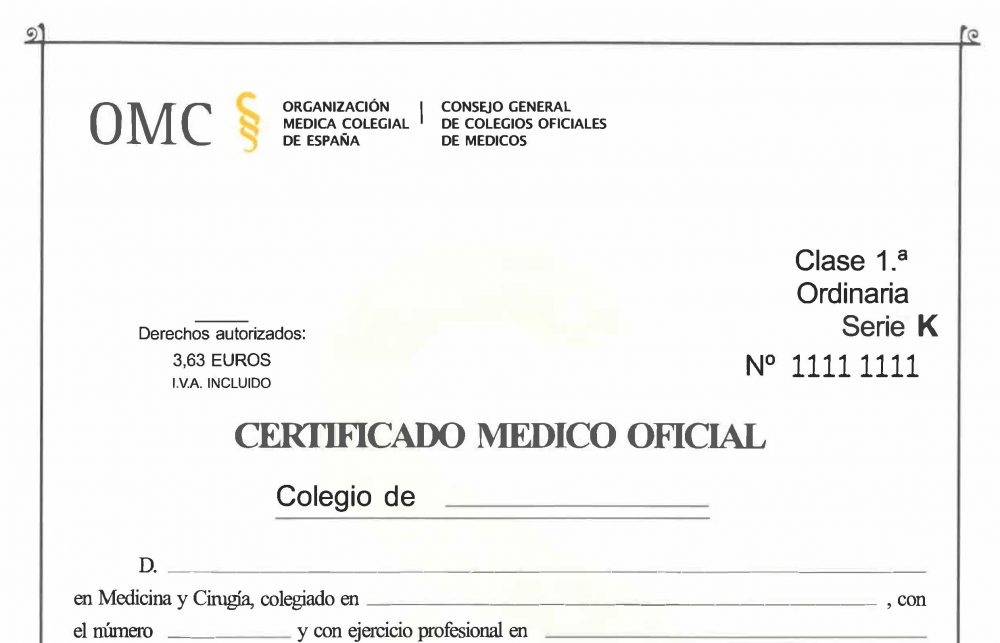 El COMCADIZ recuerda que el único certificado médico válido es el modelo oficial