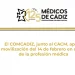 El COMCADIZ, junto al CACM, apoya la movilización del 14 de febrero en defensa de la profesión médica